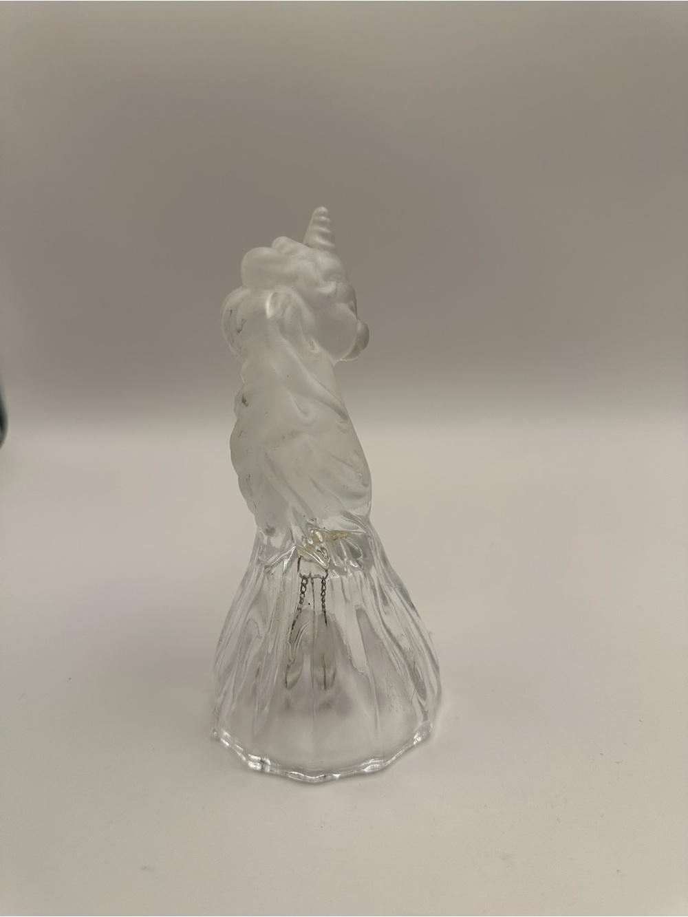 Vintage Frosted Glass Unicorn Head Lead Crystal Bell Nice Detailed Bell - Picture 5 of 8
